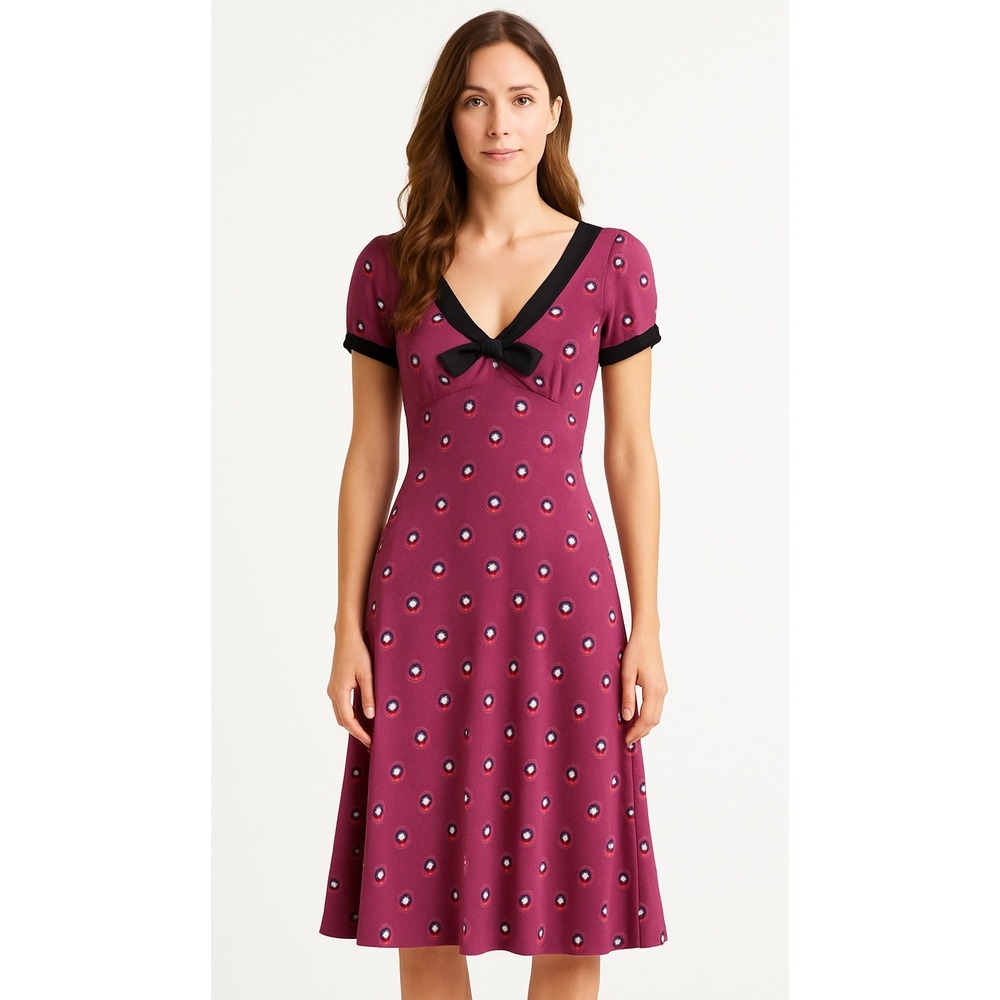 Unique Vintage x GB Dress Women XS Purple Fit and Flare Clock Print Retro Boho